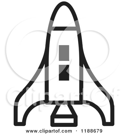 Clipart of a Black and White Space Shuttle Icon - Royalty Free Vector Illustration by Lal Perera