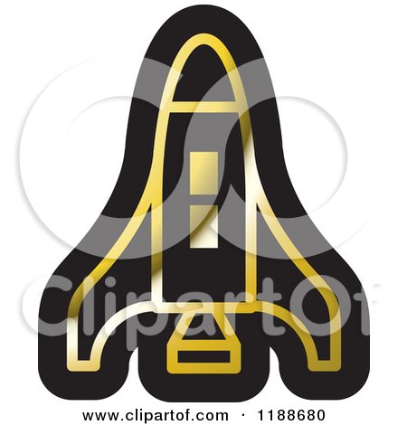 Clipart of a Black and Gold Space Shuttle Icon - Royalty Free Vector Illustration by Lal Perera