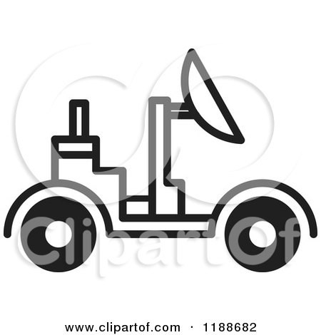 Clipart of a Black and White Space Rover Icon - Royalty Free Vector Illustration by Lal Perera
