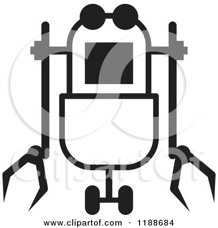 Clipart of a Black and White Rover Robot Icon - Royalty Free Vector Illustration by Lal Perera
