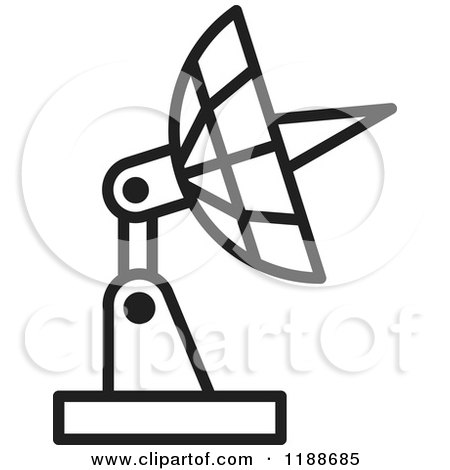 Clipart of a Black and White Satellite Dish Icon - Royalty Free Vector Illustration by Lal Perera