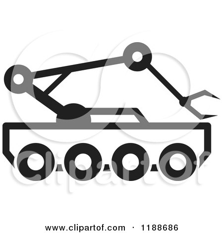 Clipart of a Black and White Outer Space Rover Icon - Royalty Free Vector Illustration by Lal Perera