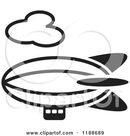 Clipart of a Black and White Air Ship Icon - Royalty Free Vector Illustration by Lal Perera
