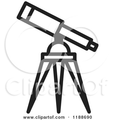 Clipart of a Black and White Telescope Icon - Royalty Free Vector Illustration by Lal Perera