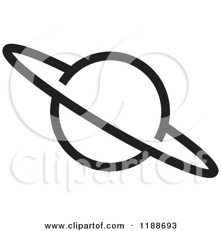 Clipart of a Black and White Planet Icon - Royalty Free Vector Illustration by Lal Perera