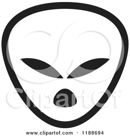 Clipart of a Black and White Alien Icon - Royalty Free Vector Illustration by Lal Perera