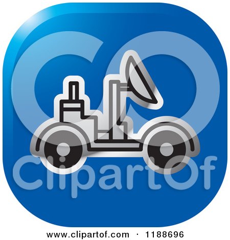 Clipart of a Square Blue and Silver Space Rover Icon - Royalty Free Vector Illustration by Lal Perera
