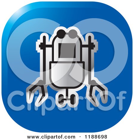 Clipart of a Square Blue and Silver Rover Robot Icon - Royalty Free Vector Illustration by Lal Perera