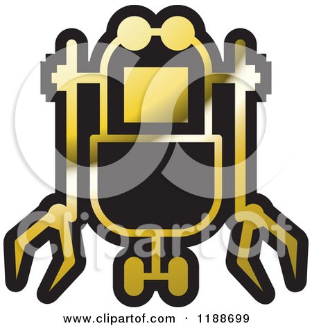 Clipart of a Black and Gold Rover Robot Icon - Royalty Free Vector Illustration by Lal Perera
