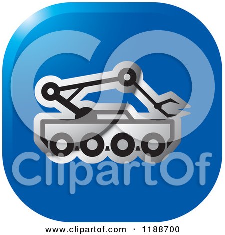 Clipart of a Square Blue and Silver Outer Space Rover Icon - Royalty Free Vector Illustration by Lal Perera