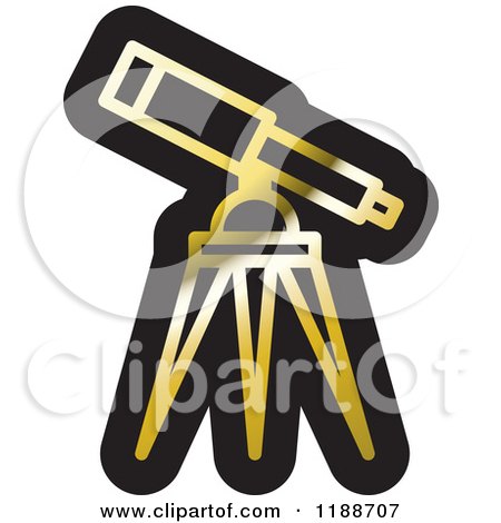 Clipart of a Black and Gold Telescope Icon - Royalty Free Vector Illustration by Lal Perera