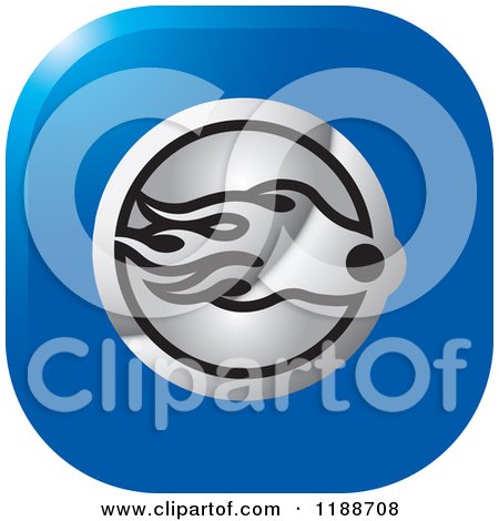 Clipart of a Square Silver and Blue Comet Icon - Royalty Free Vector Illustration by Lal Perera