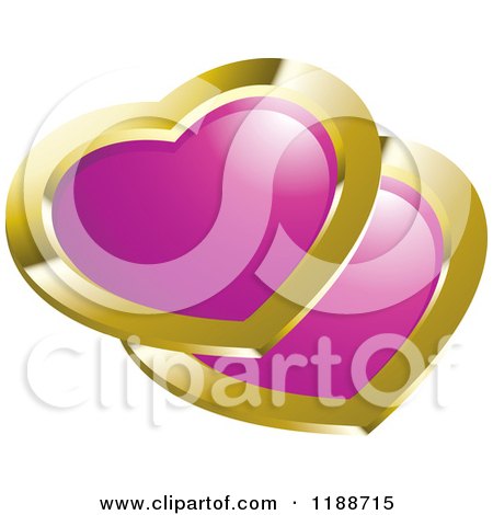 Clipart of a Gold and Pink Hearts Icon - Royalty Free Vector Illustration by Lal Perera
