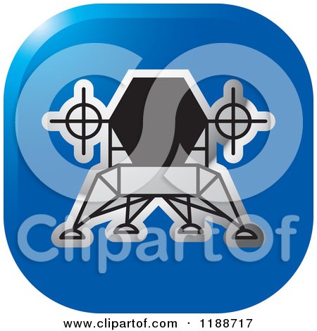 Clipart of a Square Blue and Silver Robotic Spacecraft Icon - Royalty Free Vector Illustration by Lal Perera