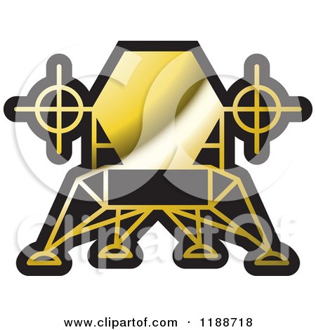 Clipart of a Black and Gold Robotic Spacecraft Icon - Royalty Free Vector Illustration by Lal Perera