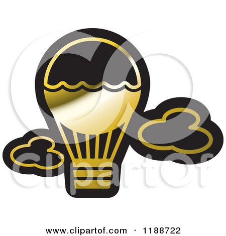 Clipart of a Black and Gold Hot Air Balloon Icon - Royalty Free Vector Illustration by Lal Perera