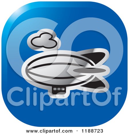 Clipart of a Square Blue and Silver Air Ship Icon - Royalty Free Vector Illustration by Lal Perera