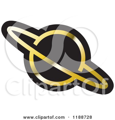 Clipart of a Black and Gold Planet Icon - Royalty Free Vector Illustration by Lal Perera