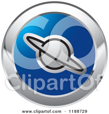 Clipart of a Round Silver and Blue Planet Icon - Royalty Free Vector Illustration by Lal Perera
