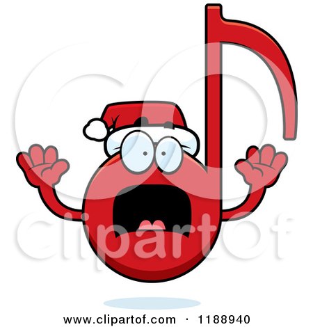 Cartoon of a Scared Christmas Music Note Mascot - Royalty Free Vector Clipart by Cory Thoman