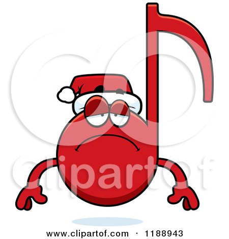 Cartoon of a Depressed Christmas Music Note Mascot - Royalty Free Vector Clipart by Cory Thoman