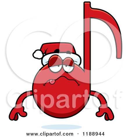 Cartoon of a Sick Christmas Music Note Mascot - Royalty Free Vector Clipart by Cory Thoman