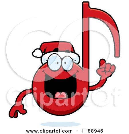 Cartoon of a Happy Christmas Music Note Mascot with an Idea - Royalty Free Vector Clipart by Cory Thoman