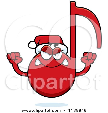 Cartoon of a Mad Christmas Music Note Mascot - Royalty Free Vector Clipart by Cory Thoman