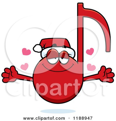 Cartoon of a Loving Christmas Music Note Mascot - Royalty Free Vector Clipart by Cory Thoman