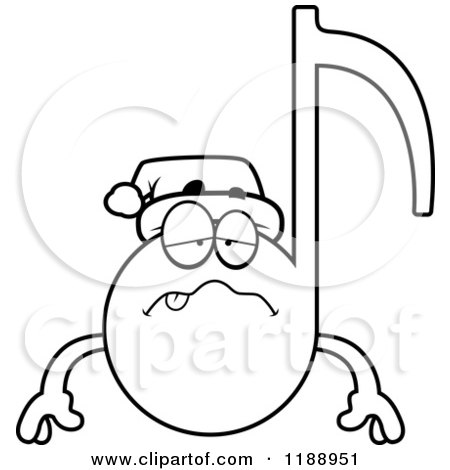 Cartoon of a Black and White Sick Christmas Music Note Mascot - Royalty Free Vector Clipart by Cory Thoman
