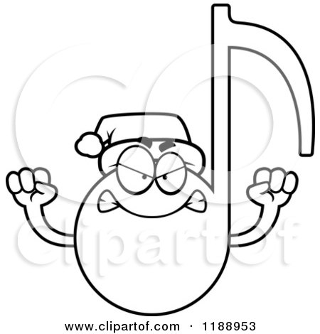 Cartoon of a Black and White Mad Christmas Music Note Mascot - Royalty Free Vector Clipart by Cory Thoman