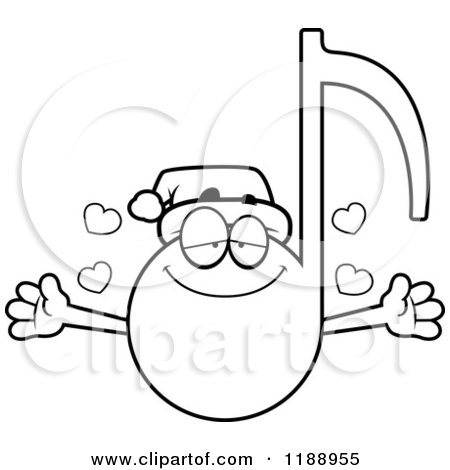 Cartoon of a Black and White Loving Christmas Music Note Mascot - Royalty Free Vector Clipart by Cory Thoman