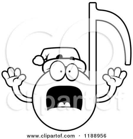 Cartoon of a Black and White Scared Christmas Music Note Mascot - Royalty Free Vector Clipart by Cory Thoman