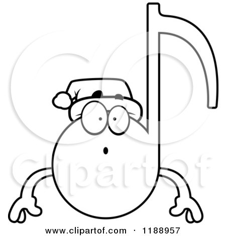 Cartoon of a Black and White Surprised Christmas Music Note Mascot - Royalty Free Vector Clipart by Cory Thoman