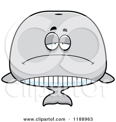 Cartoon of a Depressed Whale Mascot - Royalty Free Vector Clipart by Cory Thoman