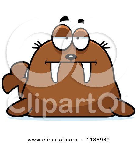 Cartoon of a Bored or Skeptical Walrus Mascot - Royalty Free Vector Clipart by Cory Thoman