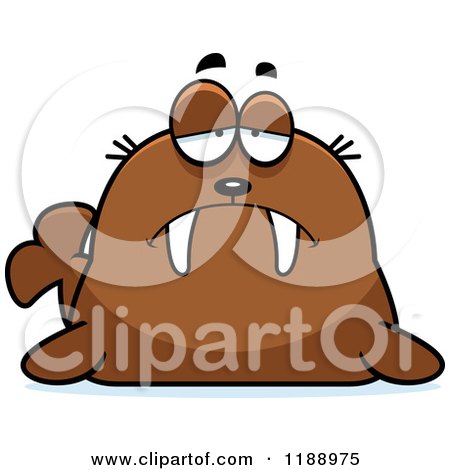 Cartoon of a Depressed Walrus Mascot - Royalty Free Vector Clipart by Cory Thoman