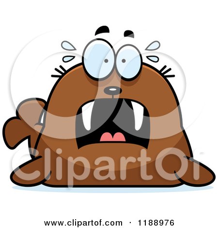 Cartoon of a Scared Walrus Mascot - Royalty Free Vector Clipart by Cory Thoman