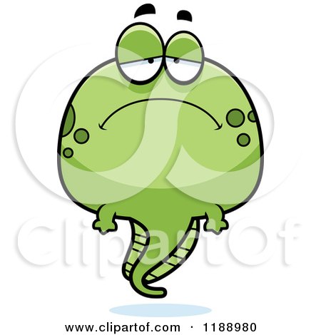 Cartoon of a Depressed Tadpole Mascot - Royalty Free Vector Clipart by Cory Thoman