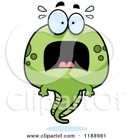 Cartoon of a Scared Tadpole Mascot - Royalty Free Vector Clipart by Cory Thoman