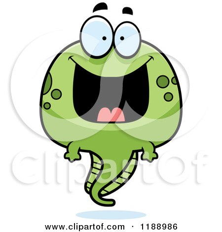 Cartoon of a Happy Grinning Tadpole Mascot - Royalty Free Vector Clipart by Cory Thoman