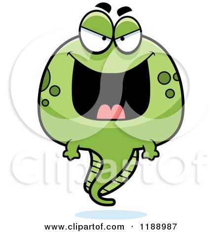Cartoon of a Grinning Evil Tadpole Mascot - Royalty Free Vector Clipart by Cory Thoman