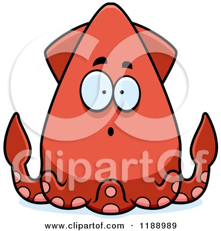 Cartoon of a Surprised Squid - Royalty Free Vector Clipart by Cory Thoman