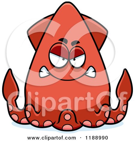 Cartoon of a Mad Squid - Royalty Free Vector Clipart by Cory Thoman