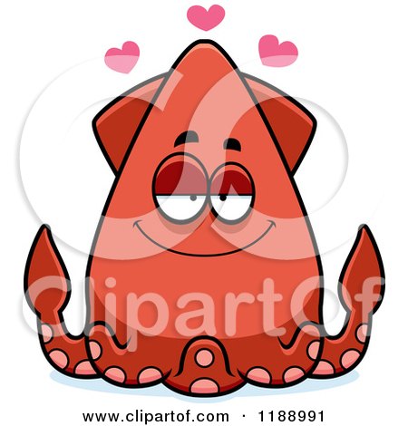 Cartoon of a Loving Squid - Royalty Free Vector Clipart by Cory Thoman