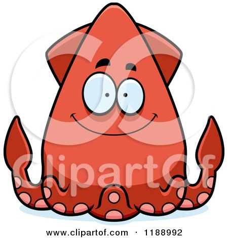 Cartoon of a Happy Squid - Royalty Free Vector Clipart by Cory Thoman
