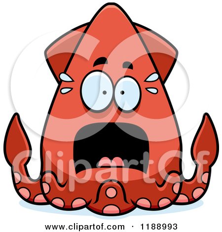 Cartoon of a Scared Squid - Royalty Free Vector Clipart by Cory Thoman