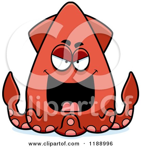 Cartoon of a Evil Squid - Royalty Free Vector Clipart by Cory Thoman