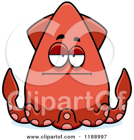 Cartoon of a Bored Squid - Royalty Free Vector Clipart by Cory Thoman