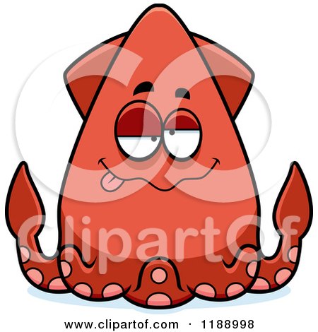 Cartoon of a Drunk Squid - Royalty Free Vector Clipart by Cory Thoman